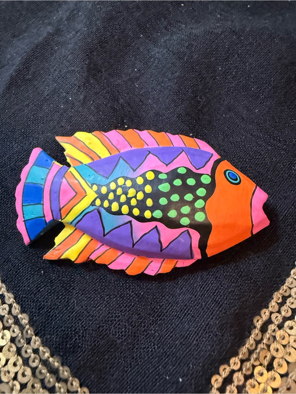 Colorful Hand-Painted Fish Brooch